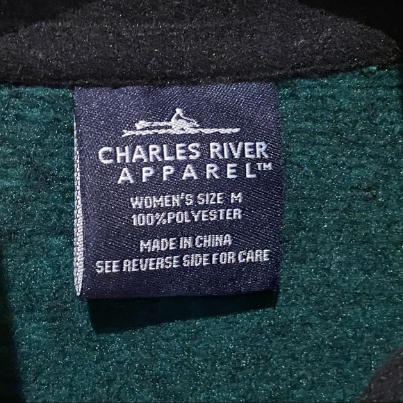 Charles River Apparel Comfy 1/4 Zip Pullover  Sweatshirt. Green. Medium - Picture 4 of 7